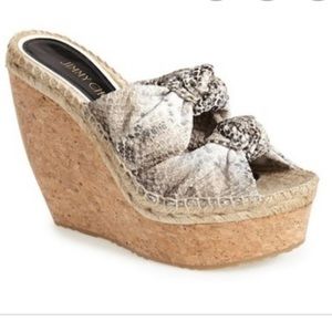 Jimmy Choo New Priory Knotted Snakeskn Mule Sandal